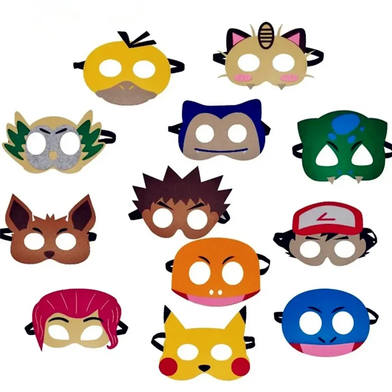 Set di 12 maschere Pokémon per celebrazioni, compleanni, feste, carnevali, costumi, ecc.