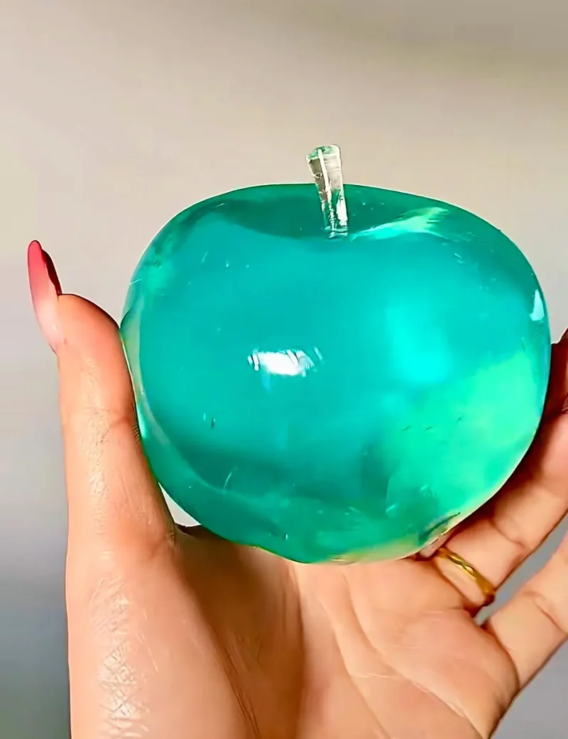 Transparent Apple Squishy — Oil-Filled Moldable Stress Ball