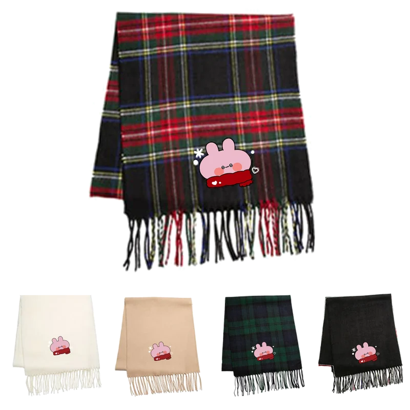 【あさみみちゃん】冬はほっぺを赤くして♡かわみみ刺繍マフラー