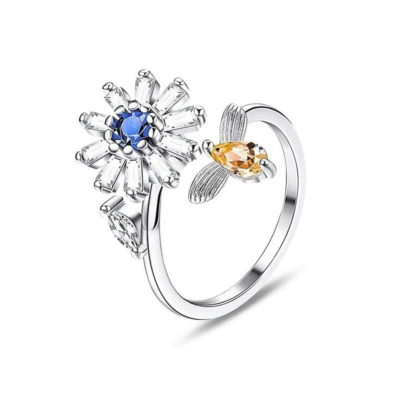 Bague d'anxiété Fleur rotative