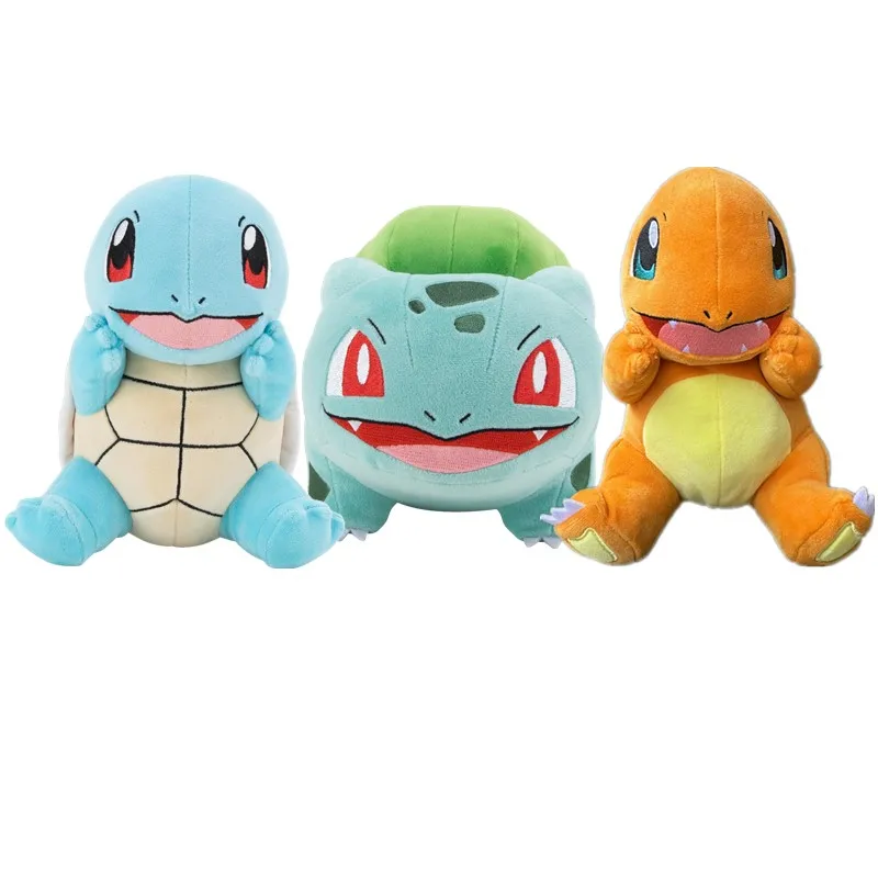 Set di peluche Pokémon Starter con Squirtle, Bulbasaur e Charmander (circa 18-20 cm)