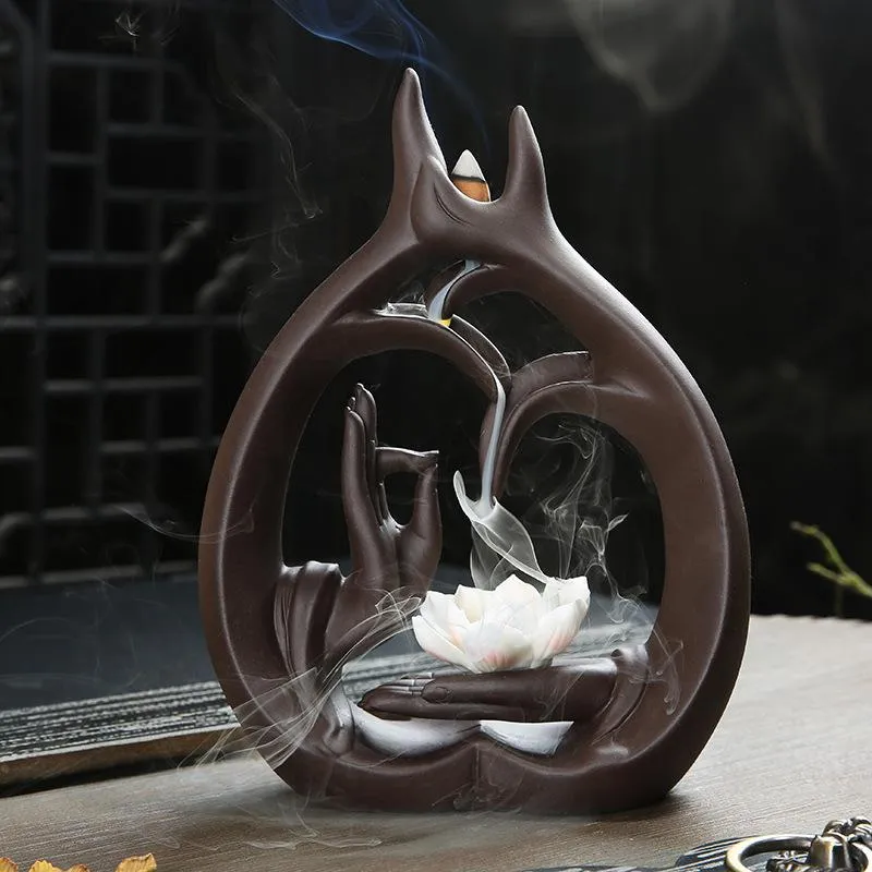 Porte Encens Main Fleur de Lotus