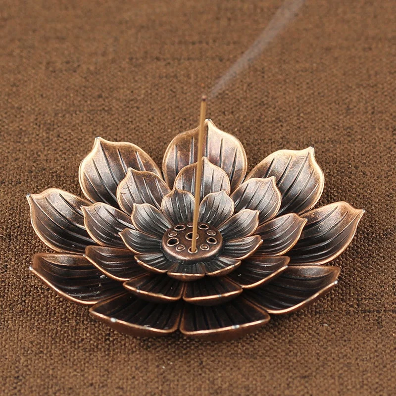 Porte Encens Fleur de Lotus Zinc