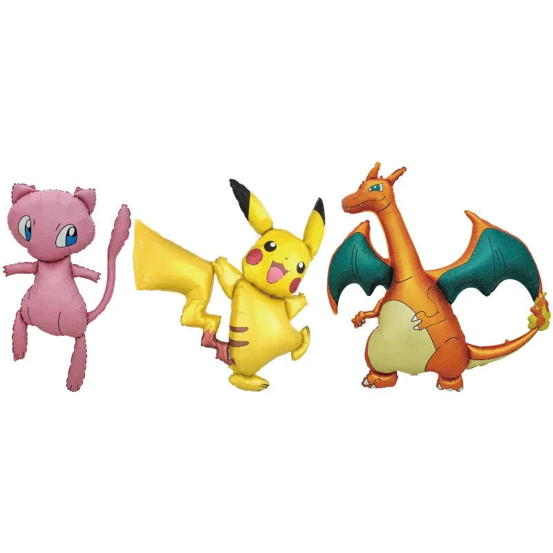 Set di 3 palloncini XXL a tema Pokémon per feste di compleanno (Pikachu, Mew, Charizard)