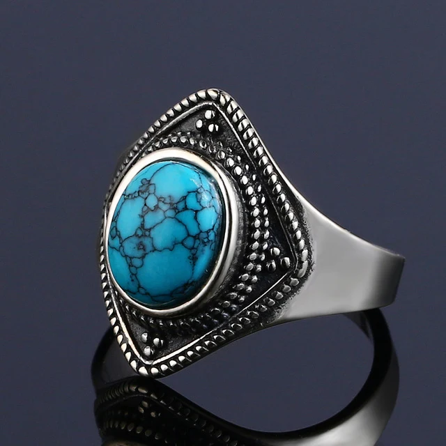 Bague Zen Argent Turquoise Ethnique