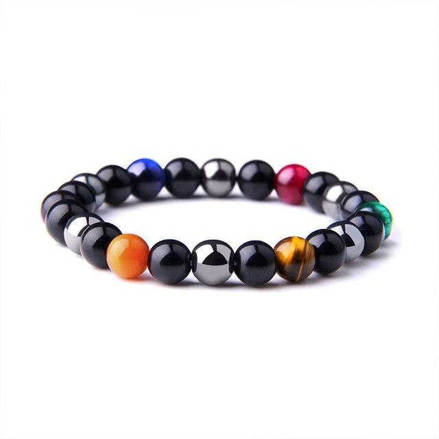 Bracelet Anti-Stress En Yeux de Tigre, Obsidienne Noire et Hématite