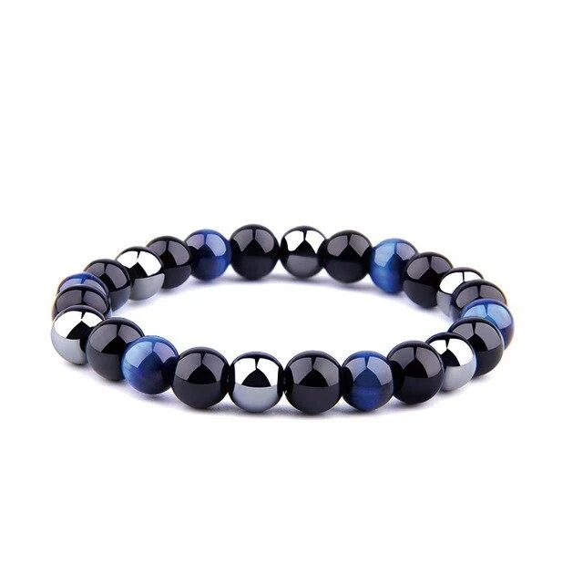 Bracelet Anti-Stress En Lapis Lazuli, Obsidienne Noire et Hématite