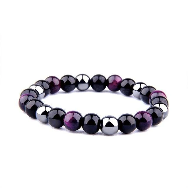 Bracelet Anti-Stress Hématite et Agate Violette