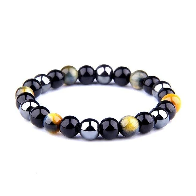 Bracelet Anti-Stress Hématite et Oeil de Tigre Brun