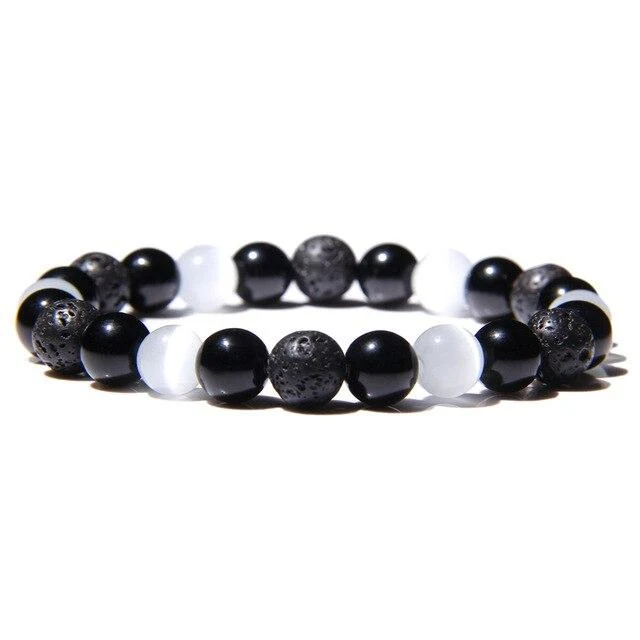 Bracelet Anti-Stress Pierre de Lave Oeil de Chat