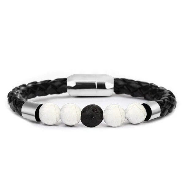 Bracelet Anti-Stress Cuir Tressé Howlite