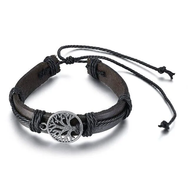 Bracelet Anti-Stress Cuir Arbre de Vie