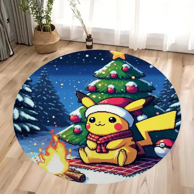 Tappeto Pokemon con motivi natalizi in stile pixel retrò