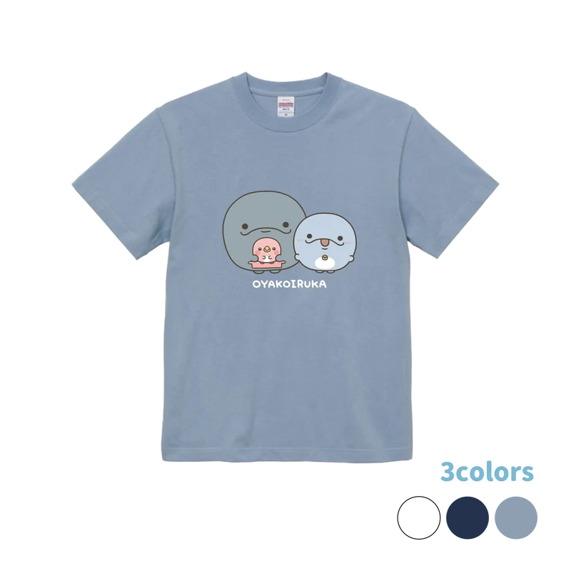 【親子イルカ】フロントプリントTシャツ【8月下旬発送】