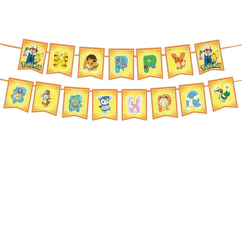 Decorazioni per il compleanno dei bambini a tema Pokémon: piatti, bicchieri, striscioni ecc.