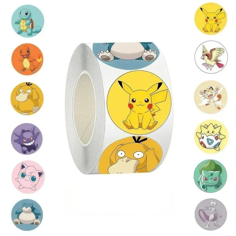 500, 1000 o 2000 adesivi Pokemon in un rotolo