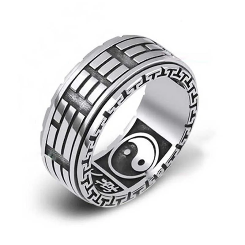 Bague Anti-Stress Anneau Signe Chinois (Argent)
