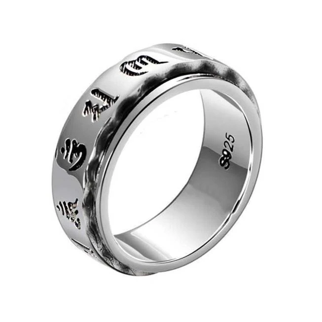 Bague Anti-Stress Anneau Tibetain (Argent)
