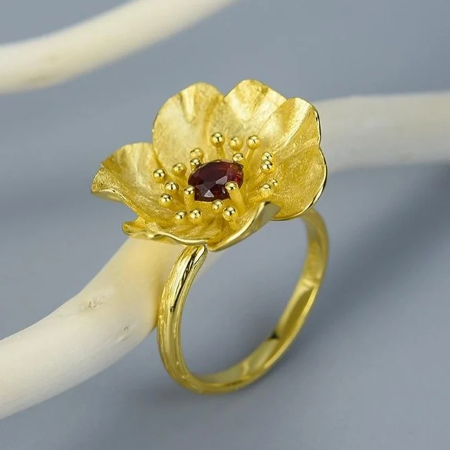 Bague Anti-Stress Fleur de Lotus Réglable (Argent)