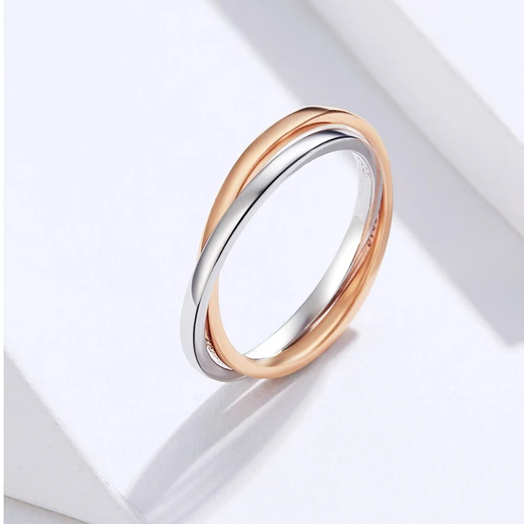 Bague Anti-Stress 2 Anneaux Croisés (Argent)