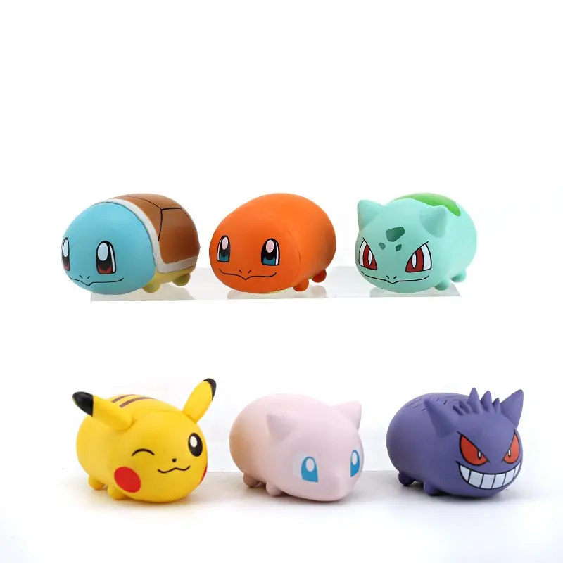 Set di 6 personaggi Pokemon con Pikachu, Gengar, Mew, Bulbasaur, Squirtle e Charmander