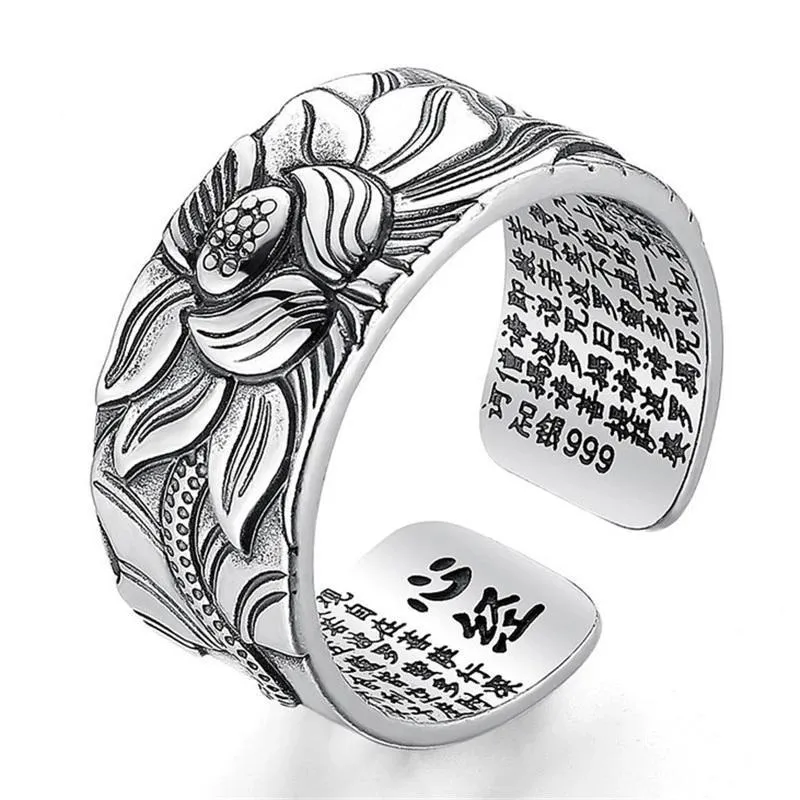 Bague Anti-Stress Anneau Fleur de Lotus (Argent)