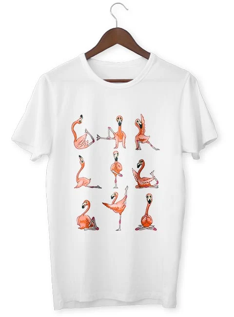 T-Shirt Zen Flamant Rose Posture Yoga