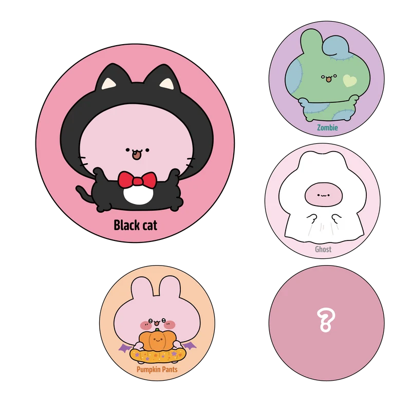 【あさみみちゃん】シークレットあり♪ランダムハロウィン缶バッジ（全5種）【10月中旬発送】