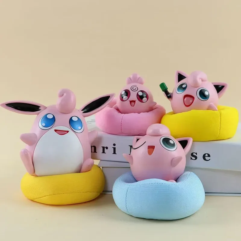 Set di 4 personaggi Jigglypuff ed Evolutions Cuddlepuff circa 10 cm