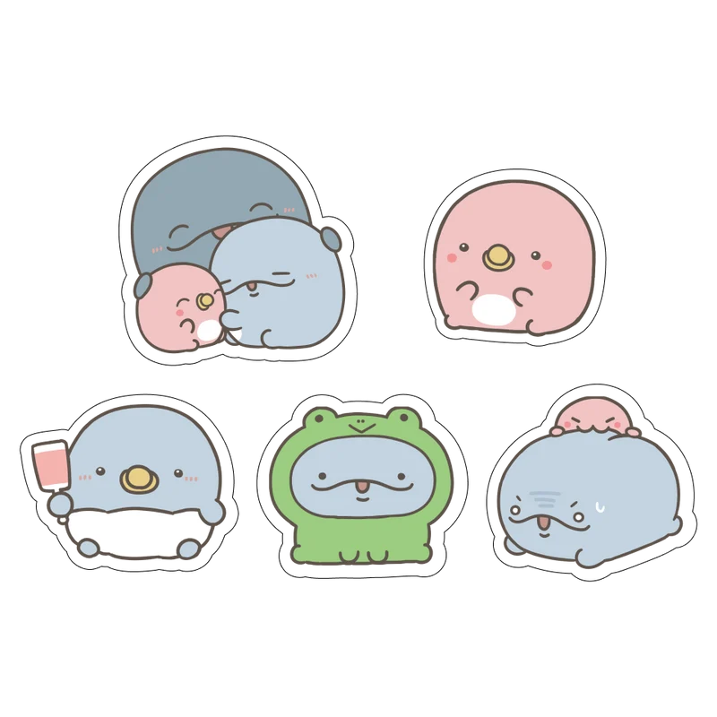【親子イルカ】親子イルカのランダムアクリルステッカーコンプリートセット（全5種）【2月中旬発送】
