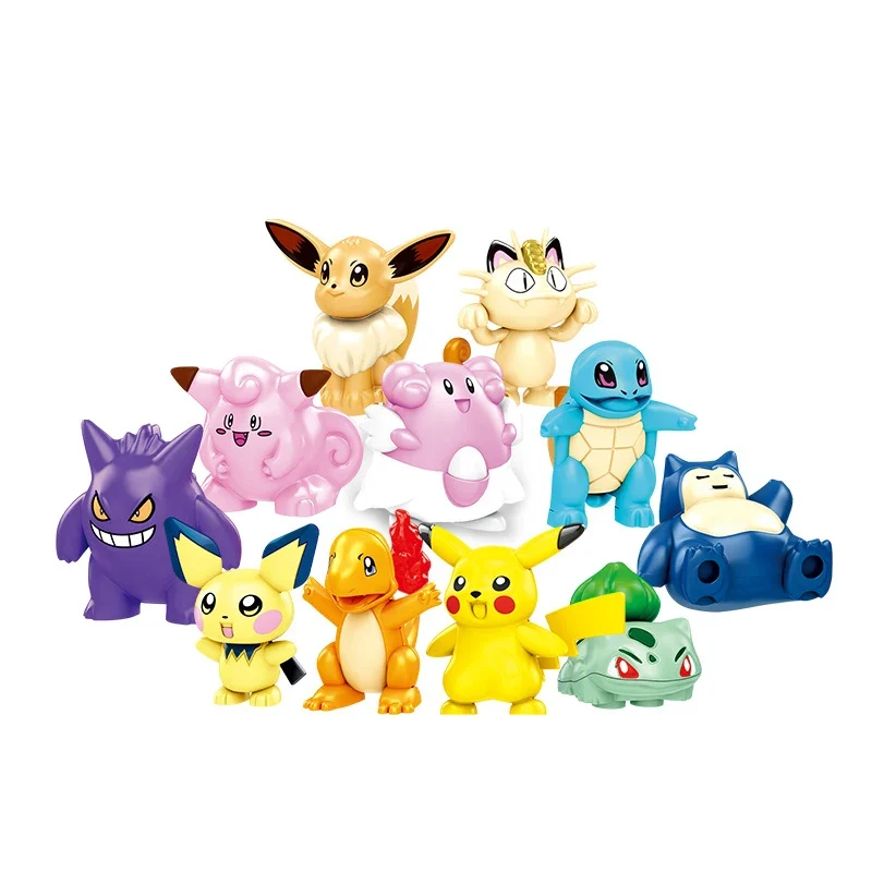 Set di 11 mini figure Pokemon con morsetti