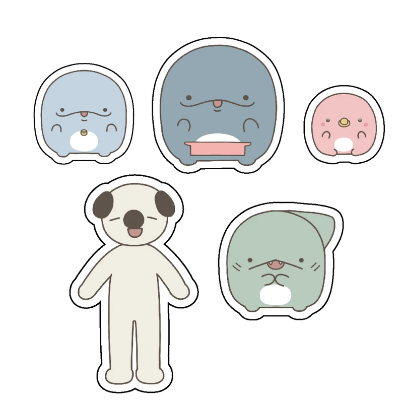 【親子イルカ】みんな集合っ✨全キャラステッカーセット（5枚入り）