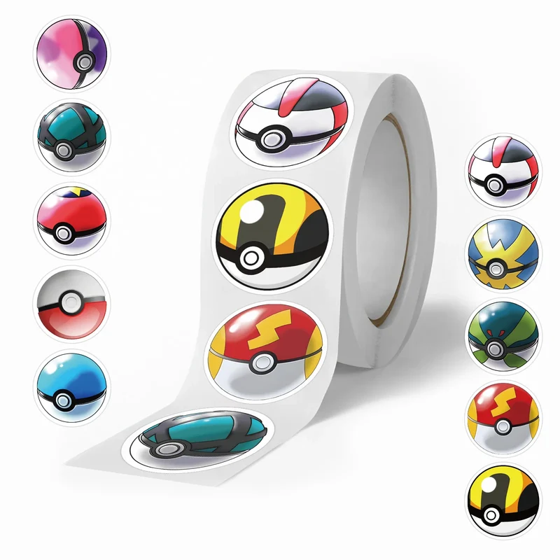500 adesivi Pokeball su un rotolo