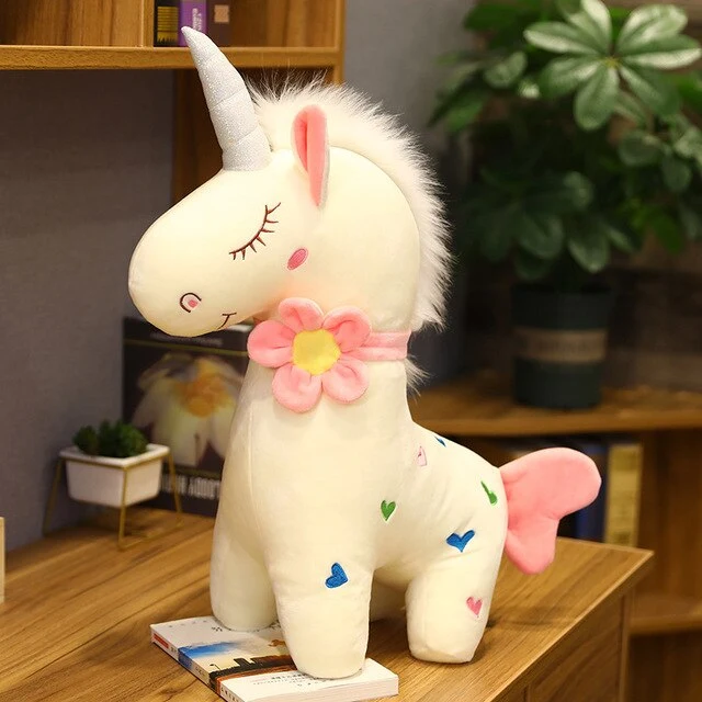 Simpatici peluche unicorno con cuori (30 cm - 60 cm)
