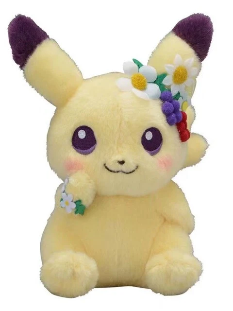 Pikachu o Eevee simpatici Pokemon coccolosi (circa 18 cm) edizione floreale