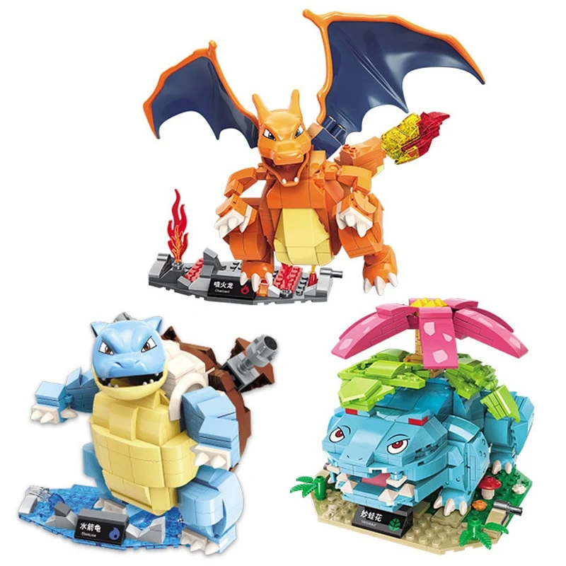 Pokemon Turtok, Bisaflor, Charizard Action Building Block Figure