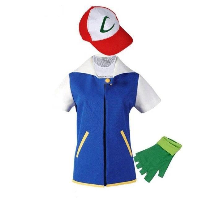Costume cosplay di Ash Ketchum Pokemon per bambini o adulti