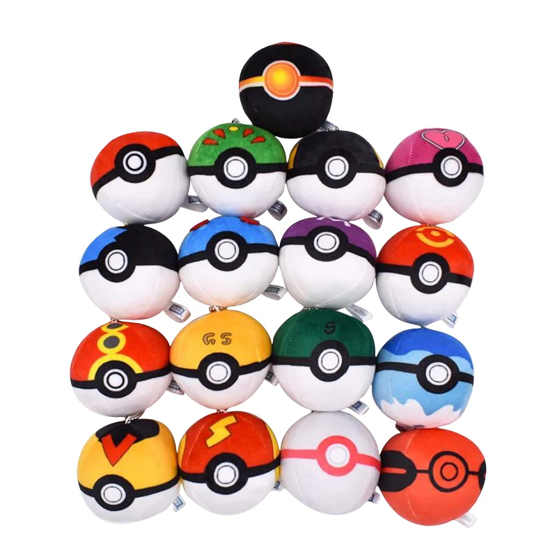 15 pezzi. Portachiavi in ​​peluche con Pokemon Ball Collezione Masterball