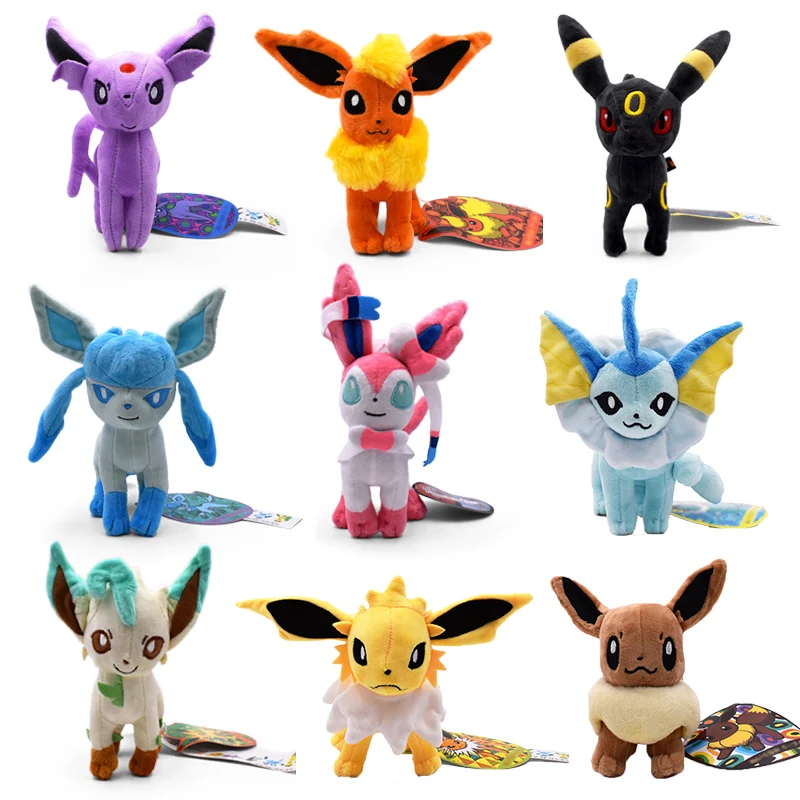 Set di 9 Anime Pokemon Eevee, personaggi di peluche Vaporeon