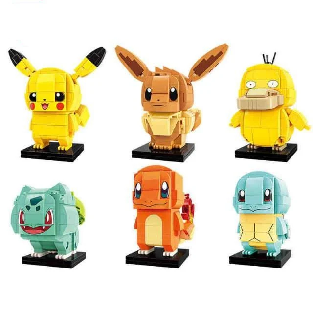 Set di mattoncini Pokemon (Pikachu, Squirtle, Papera ecc.) 7 motivi