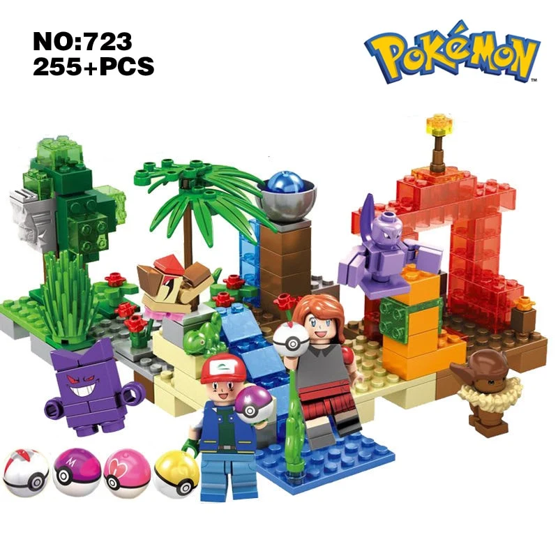 Pokemon Ketchum Eevee Mew Gengar Pidgey Building Block Model Set