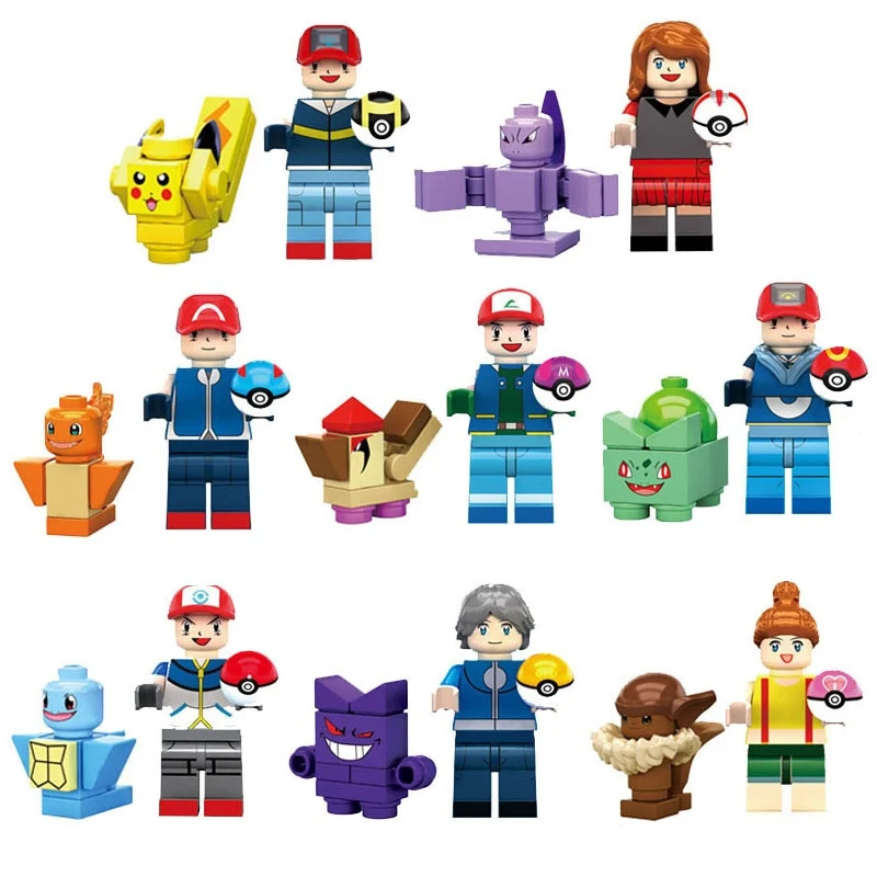 Set di 8 allenatori di Pokemon Go e figure di mattoncini Pokemon