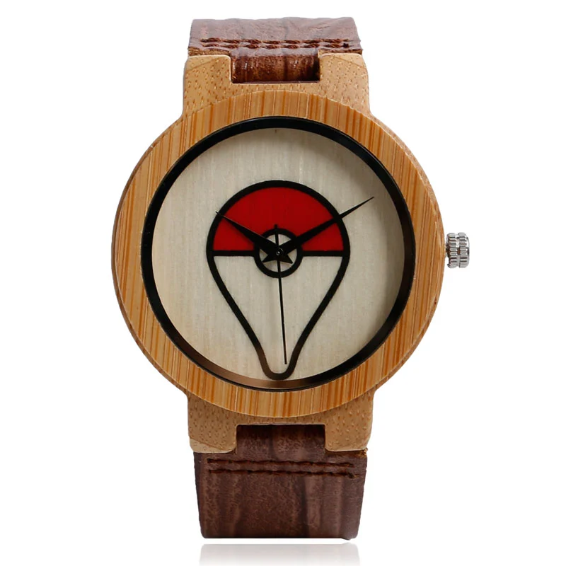 Orologio da polso in legno di bambù Pokemon Pokeball