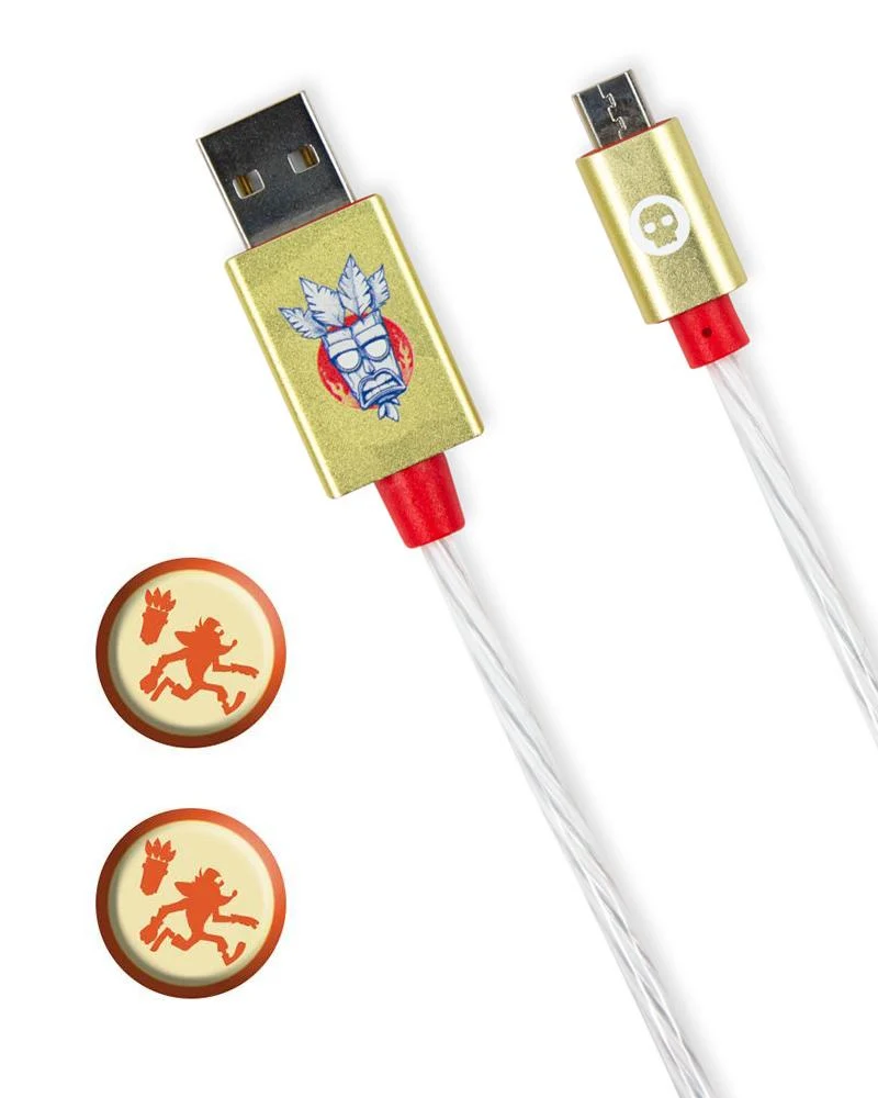 OFFICIAL CRASH BANDICOOT LED MICRO USB CABLE & THUMB GRIPS (PS4 & XBOX ONE)