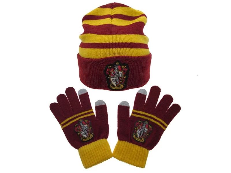 Coordinato Guanti + Cappello - Ufficiale Harry Potter - Grifondoro, Serpeverde, Tassorosso, Corvonero