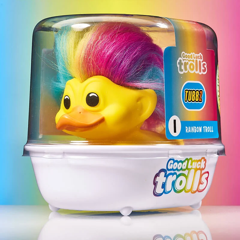 Troll ufficiali Rainbow Troll (giallo con capelli arcobaleno) TUBBZ Cosplaying Duck