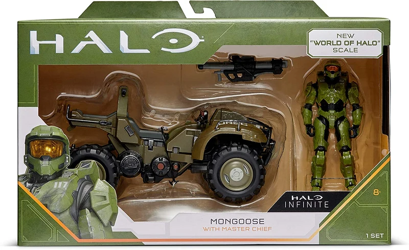 HALO INFINITE FIGURE "World of Halo" Mongoose Vehicle con Master Chief