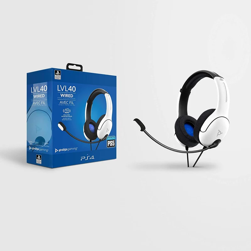 PDP Cuffie Stereo gaming LVL40 per Playstation 4 & 5, Bianco