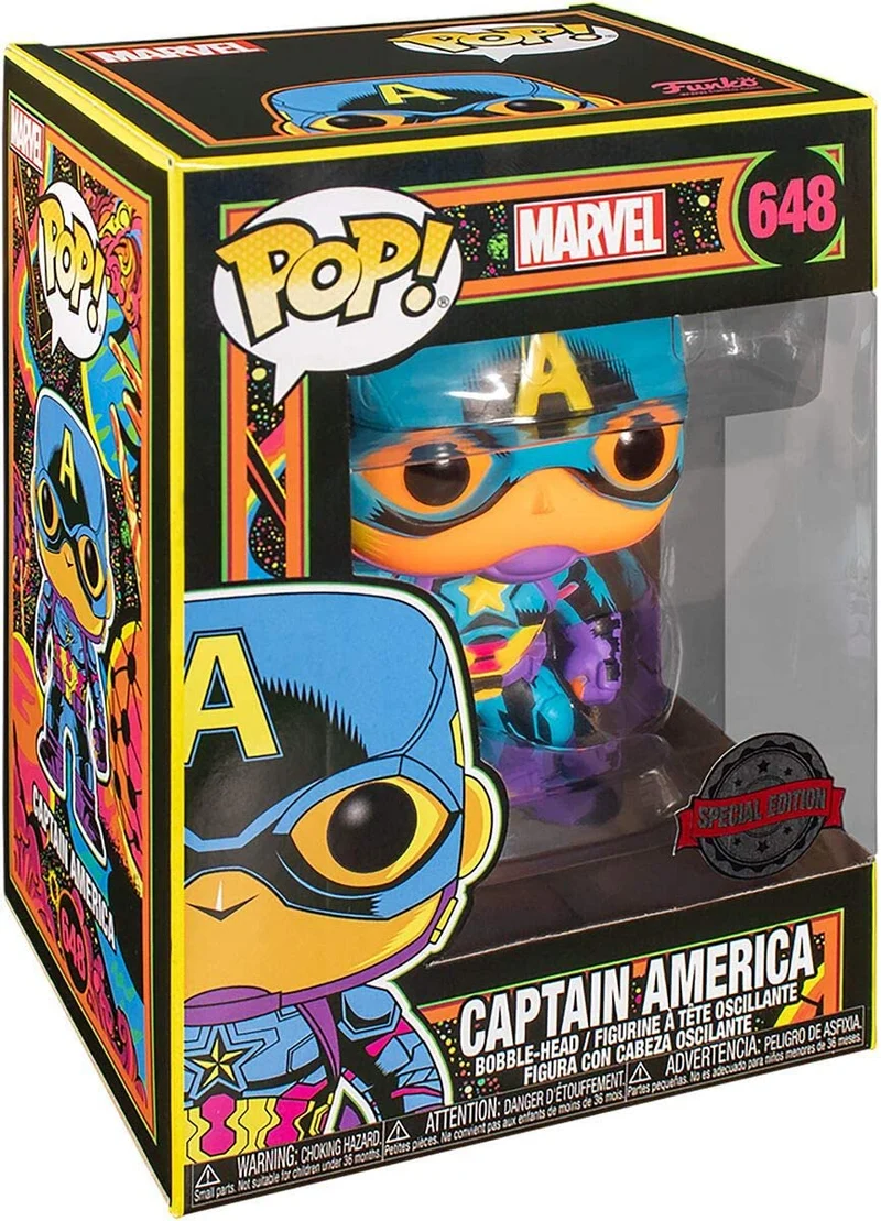 POP! FUNKO MARVEL CAPTAIN AMERICA BLACK LIGHT 648